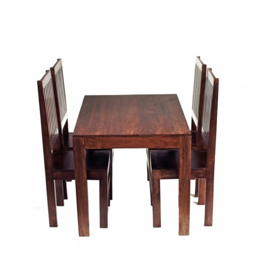 Toko Dark Mango Furniture Small 4ft Dining Room Table & Chairs Set