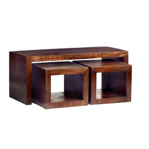 Toko Dark Mango Furniture Cubed John Long Coffee Table Set