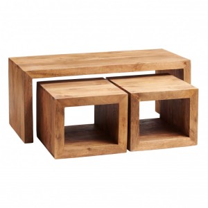 Toko Light Mango Furniture Cubed John Long Coffee Table Set