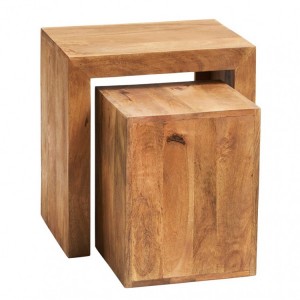 Toko Light Mango Furniture Cubed Nest of 2 Tables