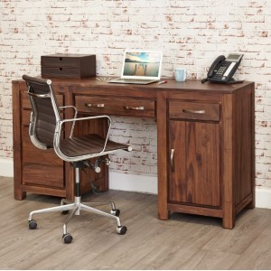 Mayan Walnut Furniture Twin Pedestal Computer Desk