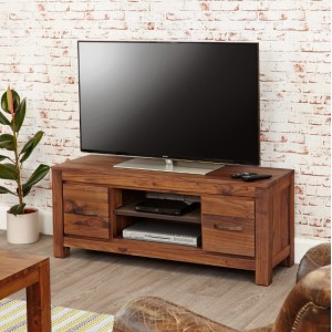 Mayan Walnut Furniture Low Widescreen TV Cabinet
