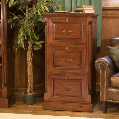 La Roque Mahogany Furniture Three Drawer Filing Cabinet