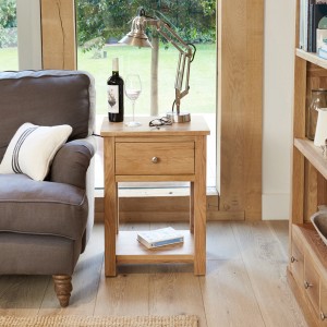 Mobel Oak Furniture One Drawer Lamp Table