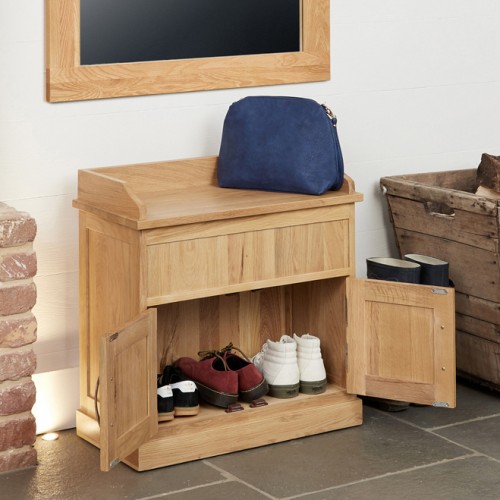 Mobel Oak Furniture Shoe Bench With Hidden Storage
