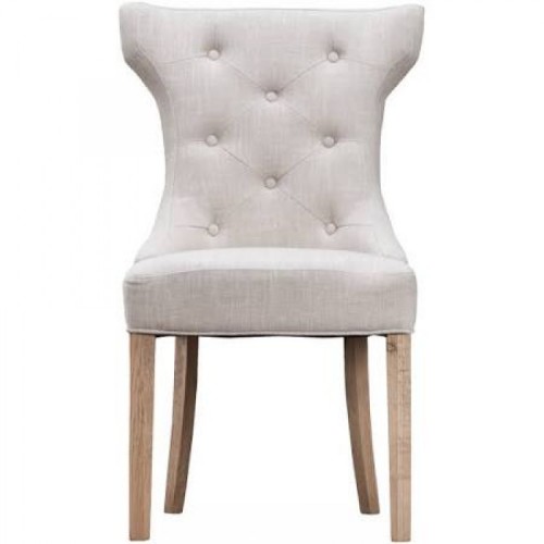 New Sherwood Oak Luxury Winged Button Back Chair & Ring - Beige (Pair)