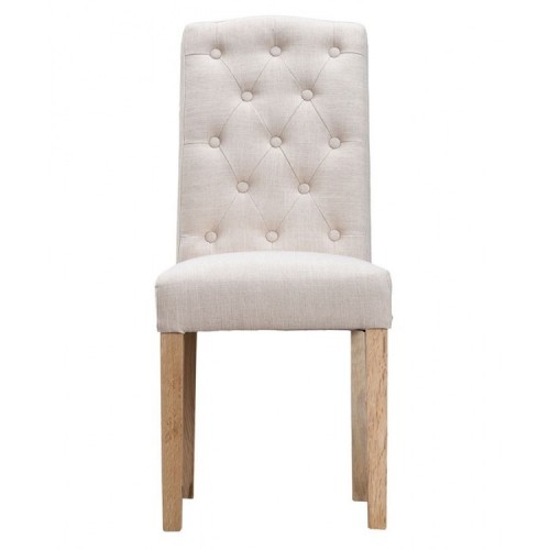 New Sherwood Oak Luxury Button Back Upholstered Chair - Beige (Pair)