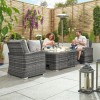 Nova Garden Furniture Cambridge 3 Seat Grey Rattan Sofa Dining Set with Rising Firepit