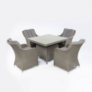 Nova Garden Furniture Camilla White Wash 4 Seat Rattan Dining Set With Square Table