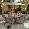 Nova Garden Furniture Carolina White Wash Rattan 6 Seat Round Dining Set with Ice Bucket