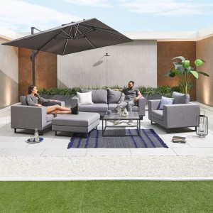 Nova Outdoor Fabric Light Grey Eden Corner Sofa Set with Chairs & Stool