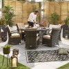 Nova Garden Furniture Olivia Brown 6 Seat 1.5m Dining Set With Fire Pit