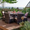 Nova Garden Furniture Olivia Brown 6 Seat 1.5m Dining Set With Fire Pit