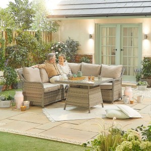 Nova Garden Furniture Oyster Compact Corner Dining Set with Casual Table