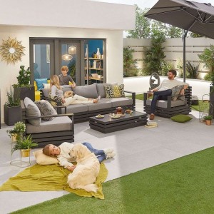 Nova Garden Furniture San Marino Grey 3 Seat Sofa Set