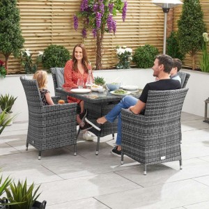 Nova Garden Furniture Sienna Grey 4 Seat 1m Square Rattan Dining Set