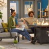 Nova Garden Furniture Vogue Grey Frame Corner Dining Set with Firepit Table and Lounge Chair