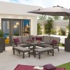 Nova Garden Furniture Compact Vogue Grey Corner Dining Set With Rising Table And Benches