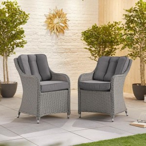 Nova Garden Furniture Camilla White Wash Rattan Dining Chair Pair