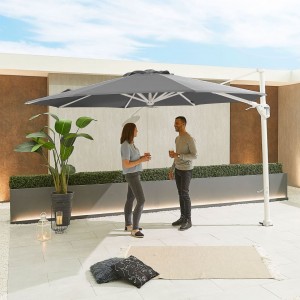 Nova Garden Furniture Frame Galaxy Grey 3.5m Round Led Cantilever Parasol