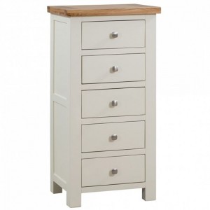 Dorset Ivory Painted Furniture 5 Drawer Tall Chest