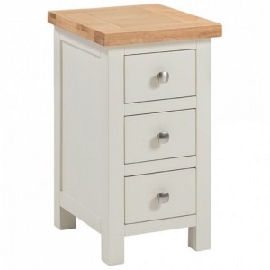 Dorset Ivory Painted Furniture 3 Drawer Narrow Bedside Table
