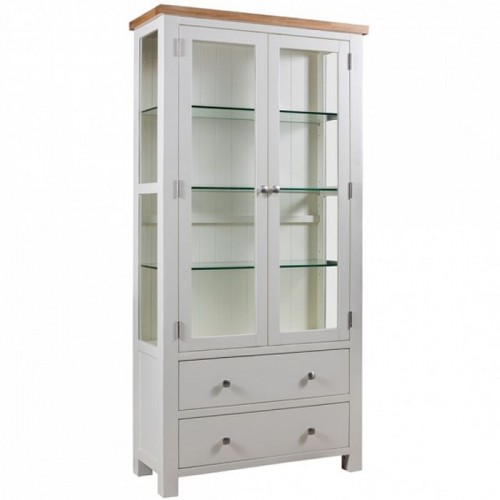 Devonshire Dorset Painted Oak Furniture Display Cabinet With Glass Doors
