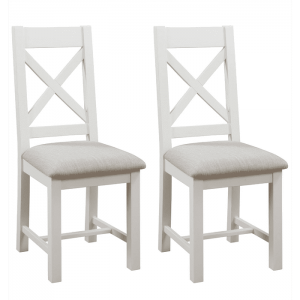 Devonshire Dorset Ivory Painted Furniture Cross Back Dining Chair (Pair)