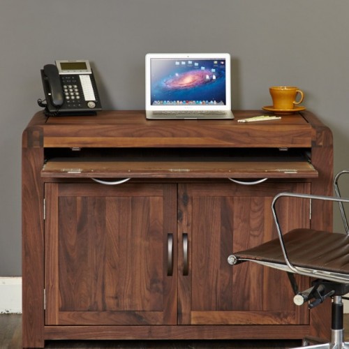 Shiro Walnut Furniture Hidden Home Office Computer Desk
