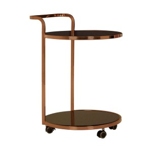 Ackley 2 Tier Gold Finish Metal and Black Glass Drinks Trolley