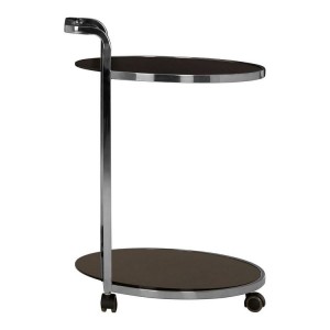 Ackley 2 Tier Stainless Steel and Black Glass Drinks Trolley