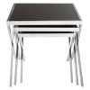 Ackley Chrome Finish Metal and Black Glass Nesting Tables