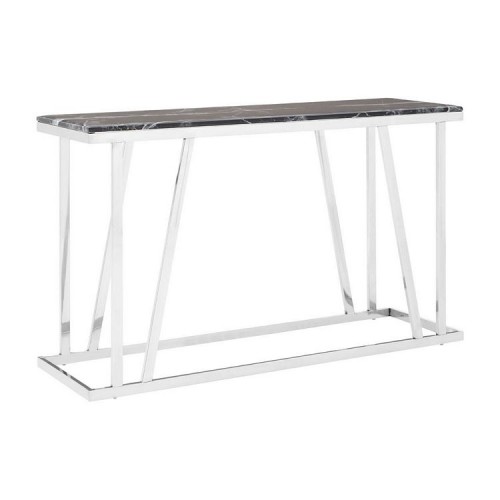 Ackley Chrome Metal Console Table With Black Marble Top