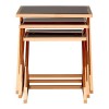Ackley Set Of 3 Rose Gold Finish Metal and Black Glass Nesting Tables