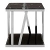 Ackley Silver Finish Metal Side Table With Black Marble Top