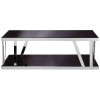 Ackley Silver Finish Metal and Black Black Glass Coffee Table