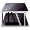 Ackley Silver Finish Metal and Black Black Glass Coffee Table