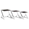 Ackley Silver Metal and Black Glass Nest Of 3 Tables