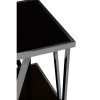 Ackley Square Metal and Black Glass Side Table With Bottom Shelf