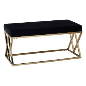 Allure Black Velvet Seat and Gold Finish Frame Bench