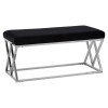 Allure Black Velvet Seat and Silver Finish Stainless Steel Bench