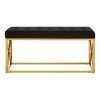 Allure Black Velvet Tufted Seat and Gold Finish Stainless Steel Bench
