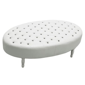 Allure Bonded White Leather Feature Oval Stool