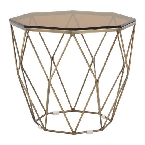 Allure Brushed Bronze Base and Glass Top End Table