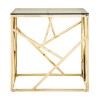 Allure Champagne Gold and Clear Glass Geometric End Table