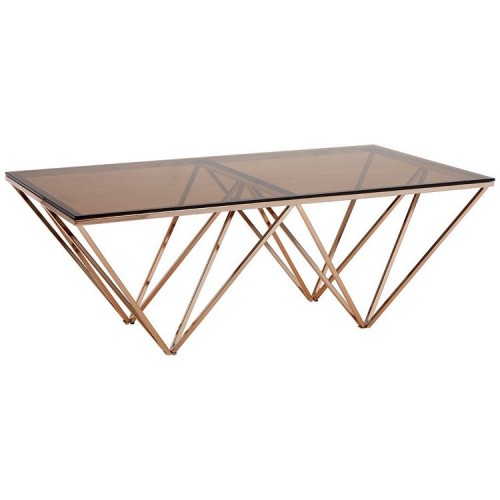Allure Champagne Metal Legs and Red Tint Glass Coffee Table