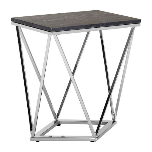 Allure Chrome Metal and Black Marble End Table
