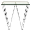 Allure Chrome and Tempered Glass Triangular Base End Table