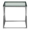 Allure Chromed Metal Cross Base and Clear Glass End Table