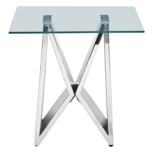Allure Chromed Metal Wing Base and Clear Glass End Table